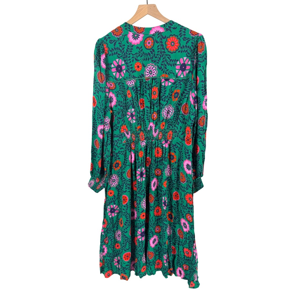 Boden Floral Midi Dress Green US 20 Boho Colorful Garden Party Cottage Mod - Picture 2 of 7